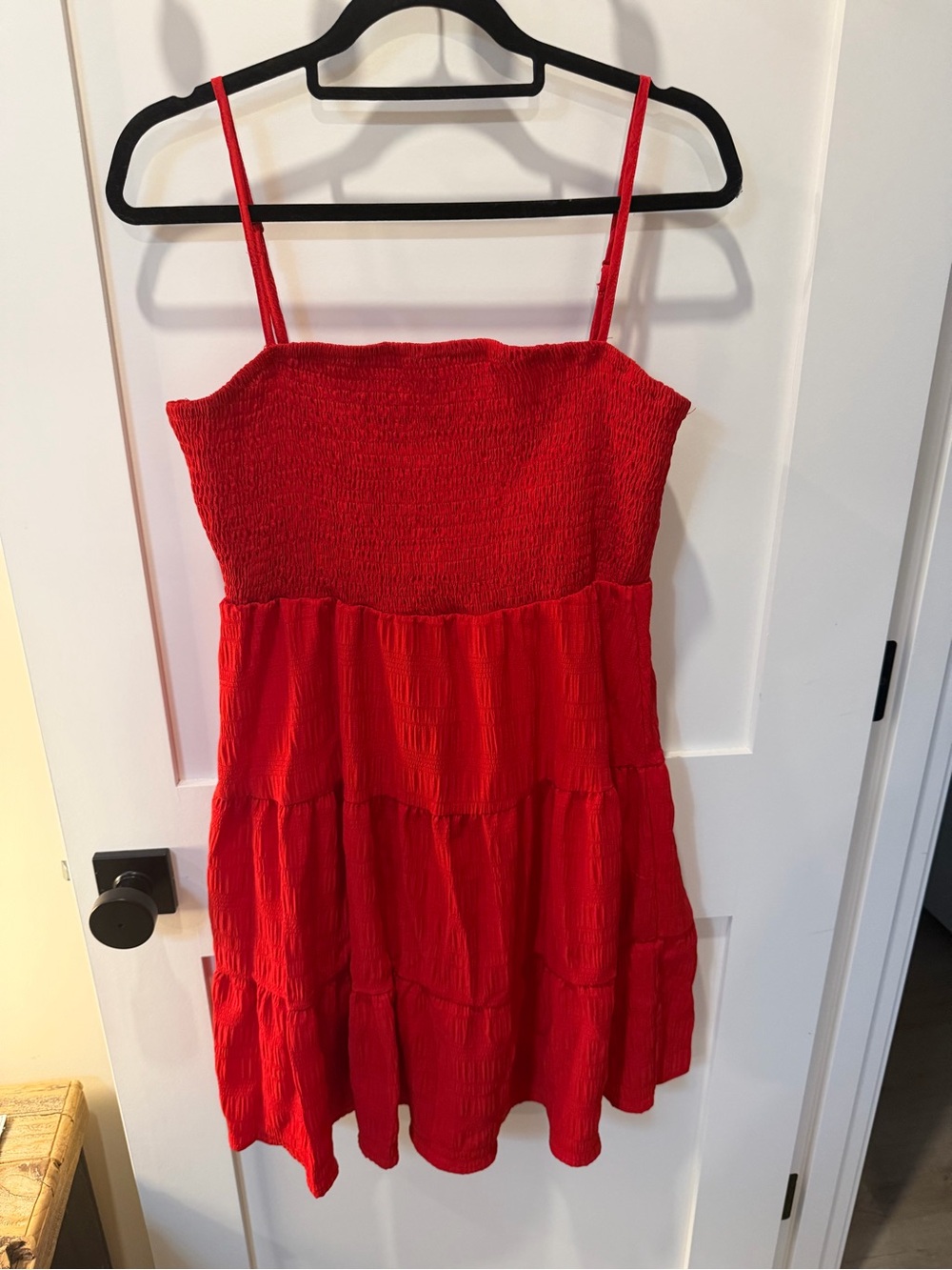 Women’s Red Smocked Tiered Sundress